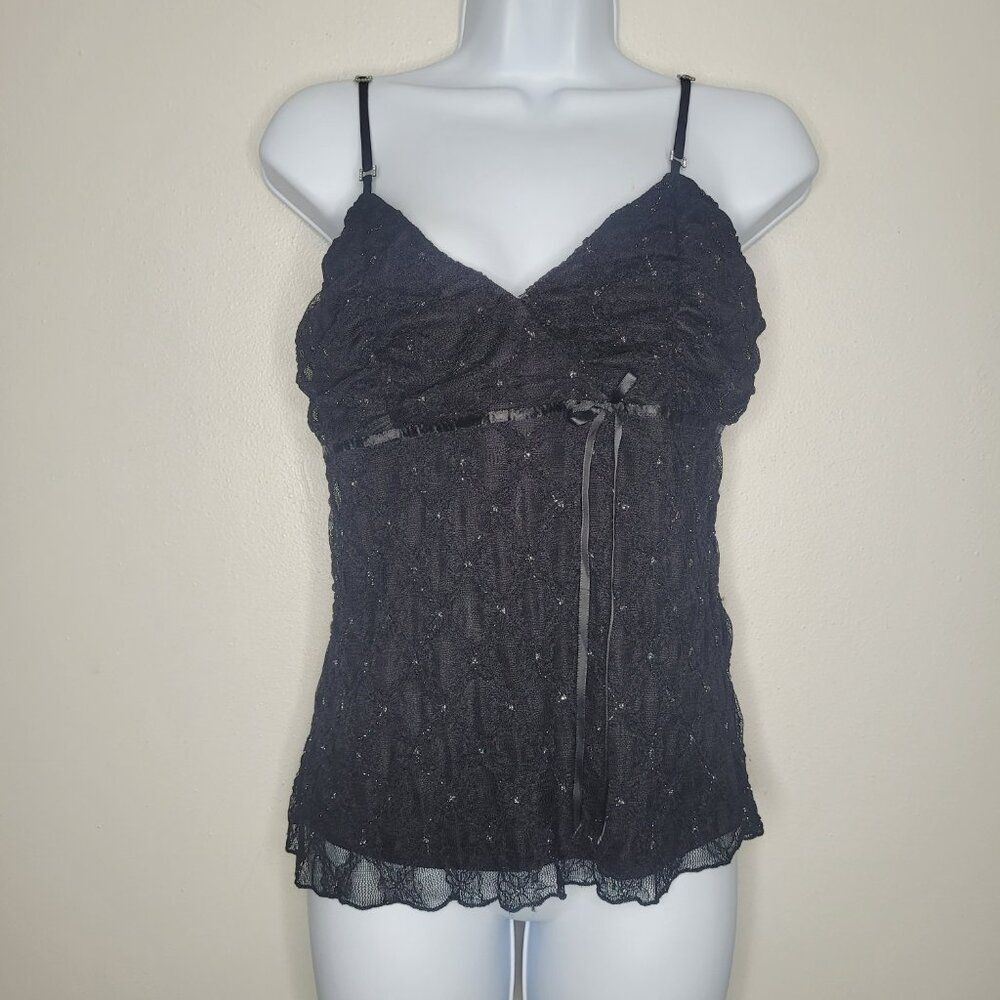 Vintage y2k black babydoll textured grunge going out party top size medium